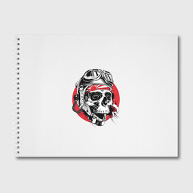 Альбом для рисования с принтом Череп в Белгороде, 100% бумага
 | матовая бумага, плотность 200 мг. | Тематика изображения на принте: skull | камикадзе | кости | очки | череп