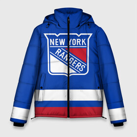 Мужская зимняя куртка 3D с принтом Нью-Йорк Рейнджерс НХЛ в Белгороде, верх — 100% полиэстер; подкладка — 100% полиэстер; утеплитель — 100% полиэстер | длина ниже бедра, свободный силуэт Оверсайз. Есть воротник-стойка, отстегивающийся капюшон и ветрозащитная планка. 

Боковые карманы с листочкой на кнопках и внутренний карман на молнии. | Тематика изображения на принте: hockey | new york | new york rangers | nhl | rangers | usa | нхл | нью йорк | нью йорк рейнджерс | рейнджерс | спорт | сша | хоккей | шайба