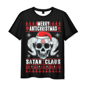 Мужская футболка 3D с принтом Satan claus в Белгороде, 100% полиэфир | прямой крой, круглый вырез горловины, длина до линии бедер | 