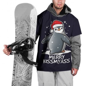 Накидка на куртку 3D с принтом Santa penguin в Белгороде, 100% полиэстер |  | Тематика изображения на принте: christmas | claus | jingle | merry | santa | елка | игрушки | клаус | клюв | колокольчик | новый год | олени | пингвин | подарок | праздник | рождество | санта | снег | снежинки | шапка