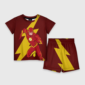 Детский костюм с шортами 3D с принтом The Flash в Белгороде,  |  | dc comics | justice league | superhero | the flash | лига справедливости | флэш
