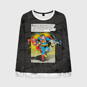 Мужской свитшот 3D с принтом Flash, Batman, Superman в Белгороде, 100% полиэстер с мягким внутренним слоем | круглый вырез горловины, мягкая резинка на манжетах и поясе, свободная посадка по фигуре | Тематика изображения на принте: batman | bruce wayne | dc comics | flash | justice league | superhero | superman | бэтмен | лига справедливости | супермен | флэш