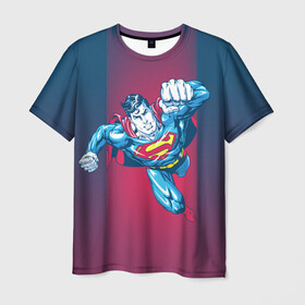 Мужская футболка 3D с принтом Superman в Белгороде, 100% полиэфир | прямой крой, круглый вырез горловины, длина до линии бедер | clark kent | dc comics | justice league | shtatjl | superhero | superman | лига справедливости | супермен