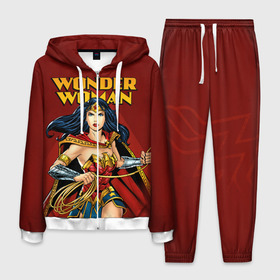 Мужской костюм 3D с принтом Wonder Woman в Белгороде, 100% полиэстер | Манжеты и пояс оформлены тканевой резинкой, двухслойный капюшон со шнурком для регулировки, карманы спереди | dc comics | justice league | shtatjl | superhero | wonder woman | лига справедливости | чудо женщина