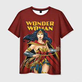 Мужская футболка 3D с принтом Wonder Woman в Белгороде, 100% полиэфир | прямой крой, круглый вырез горловины, длина до линии бедер | Тематика изображения на принте: dc comics | justice league | shtatjl | superhero | wonder woman | лига справедливости | чудо женщина