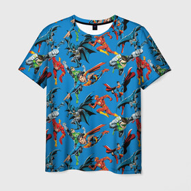 Мужская футболка 3D с принтом Justice League в Белгороде, 100% полиэфир | прямой крой, круглый вырез горловины, длина до линии бедер | batman | bruce wayne | clark kent | dc comics | flash | green lantern | justice league | shtatjl | superhero | superman | бэтмен | зеленый фонарь | лига справедливости | супермен | флэш