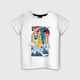 Детская футболка хлопок с принтом Superman в Белгороде, 100% хлопок | круглый вырез горловины, полуприлегающий силуэт, длина до линии бедер | clark kent | dc comics | justice league | shtatjl | superhero | superman | лига справедливости | супермен