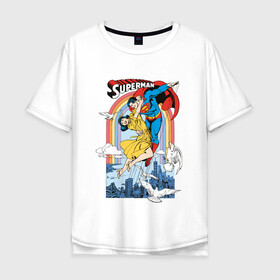 Мужская футболка хлопок Oversize с принтом Superman в Белгороде, 100% хлопок | свободный крой, круглый ворот, “спинка” длиннее передней части | clark kent | dc comics | justice league | shtatjl | superhero | superman | лига справедливости | супермен