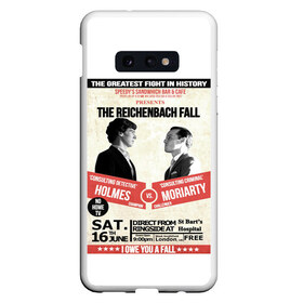 Чехол для Samsung S10E с принтом The reichenbach fall в Белгороде, Силикон | Область печати: задняя сторона чехла, без боковых панелей | Тематика изображения на принте: 221b | bbc | benedict cumberbatch | john watson | mark gatiss | martin freeman | sherlock holmes | steven moffat | бейкер | джон ватсон | мориарти | стрит | шерлок