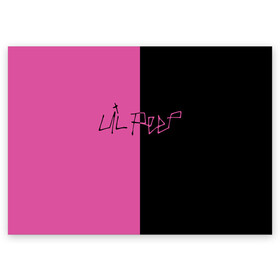 Поздравительная открытка с принтом LIL PEEP в Белгороде, 100% бумага | плотность бумаги 280 г/м2, матовая, на обратной стороне линовка и место для марки
 | lil peep | lil prince | pink | зарубежная музыка | лил пип | маленький принц