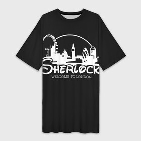 Платье-футболка 3D с принтом Sherlock в Белгороде,  |  | 221b | bbc | benedict cumberbatch | john watson | mark gatiss | martin freeman | sherlock holmes | steven moffat | бейкер | джон ватсон | мориарти | стрит | шерлок