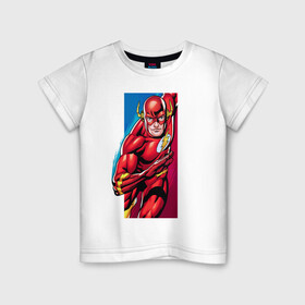 Детская футболка хлопок с принтом Flash, Justice League в Белгороде, 100% хлопок | круглый вырез горловины, полуприлегающий силуэт, длина до линии бедер | Тематика изображения на принте: dc comics | flash | justice league | superhero | лига справедливости | флэш