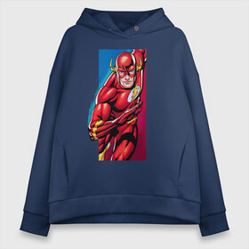 Женское худи Oversize хлопок с принтом Flash Justice League в Белгороде, френч-терри — 70% хлопок, 30% полиэстер. Мягкий теплый начес внутри —100% хлопок | боковые карманы, эластичные манжеты и нижняя кромка, капюшон на магнитной кнопке | dc comics | flash | justice league | superhero | лига справедливости | флэш