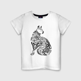 Детская футболка хлопок с принтом Футболка (хлопок) в Белгороде, 100% хлопок | круглый вырез горловины, полуприлегающий силуэт, длина до линии бедер | авторские коллекции | восточный огурец | животные | кошка | роспись