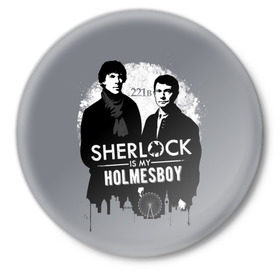 Значок с принтом Sherlock Holmesboy в Белгороде,  металл | круглая форма, металлическая застежка в виде булавки | Тематика изображения на принте: 221b | bbc | benedict cumberbatch | john watson | mark gatiss | martin freeman | sherlock holmes | steven moffat | бейкер | джон ватсон | мориарти | стрит | шерлок