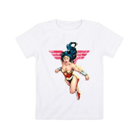 Детская футболка хлопок с принтом Wonder Woman в Белгороде, 100% хлопок | круглый вырез горловины, полуприлегающий силуэт, длина до линии бедер | dc comics | justice league | shtatjl | superhero | wonder woman | лига справедливости | чудо женщина