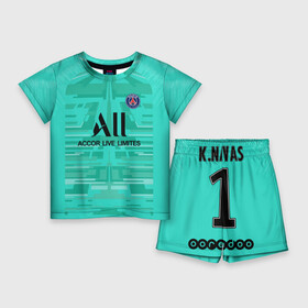 Детский костюм с шортами 3D с принтом Navas GK away 19 20 в Белгороде,  |  | Тематика изображения на принте: champions | france | jordan | league | navas | paris | psg | лига чемпионов | навас | париж | псж