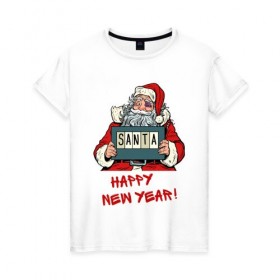 Женская футболка хлопок с принтом Побитый Санта в Белгороде, 100% хлопок | прямой крой, круглый вырез горловины, длина до линии бедер, слегка спущенное плечо | 