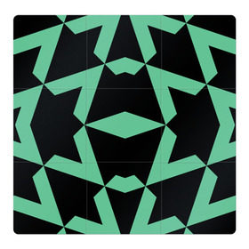 Магнитный плакат 3Х3 с принтом Abstract zigzag pattern в Белгороде, Полимерный материал с магнитным слоем | 9 деталей размером 9*9 см | Тематика изображения на принте: abstract | background | illusion | patter | абстракт | геометрия | зеленый | зигзаг | иллюзия | паттерн | простой | ромб | фигуры | фон | черный