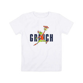 Детская футболка хлопок с принтом Гринч в Белгороде, 100% хлопок | круглый вырез горловины, полуприлегающий силуэт, длина до линии бедер | 