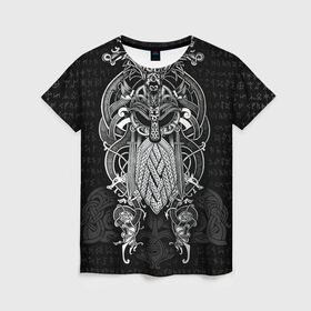 Женская футболка 3D с принтом Viking в Белгороде, 100% полиэфир ( синтетическое хлопкоподобное полотно) | прямой крой, круглый вырез горловины, длина до линии бедер | good | viking | vikings | бог | викинг | викинги | воин | кельтское | один | плетение | русь | скандинавы | славяне | язычник