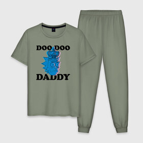 Мужская пижама хлопок с принтом DOO DOO DADDY в Белгороде, 100% хлопок | брюки и футболка прямого кроя, без карманов, на брюках мягкая резинка на поясе и по низу штанин
 | 4сезон | rick and morty | мультсериал | рик и морти