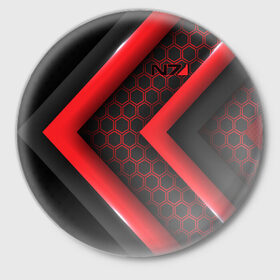 Значок с принтом Mass Effect N7 в Белгороде,  металл | круглая форма, металлическая застежка в виде булавки | andromeda | bioware | n7 | shepard | shooter | геты | жнецы | инженер | масс эффект | разведчик | солдат | страж | цербер | штурмовик | шутер