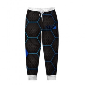 Мужские брюки 3D с принтом Mass Effect N7 в Белгороде, 100% полиэстер | манжеты по низу, эластичный пояс регулируется шнурком, по бокам два кармана без застежек, внутренняя часть кармана из мелкой сетки | 