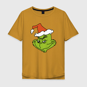 Мужская футболка хлопок Oversize с принтом Гринч в Белгороде, 100% хлопок | свободный крой, круглый ворот, “спинка” длиннее передней части | 2020 | гринч | гринч мультфильм | нг | новый год | фильм рождество гринч