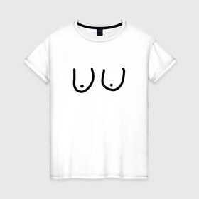 Женская футболка хлопок с принтом Грудь в Белгороде, 100% хлопок | прямой крой, круглый вырез горловины, длина до линии бедер, слегка спущенное плечо | прикол | смешная футболка | юмор
