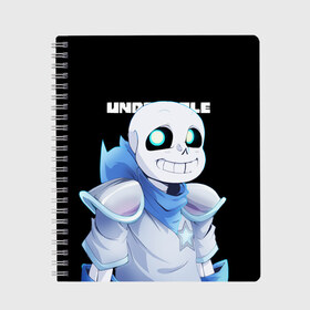 Тетрадь с принтом UNDERTALE в Белгороде, 100% бумага | 48 листов, плотность листов — 60 г/м2, плотность картонной обложки — 250 г/м2. Листы скреплены сбоку удобной пружинной спиралью. Уголки страниц и обложки скругленные. Цвет линий — светло-серый
 | chara | frisk | sans | undertale | андертале | андертейл | игра | подземная история | подземная сказка | санс | ундертале | фриск | чара