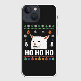 Чехол для iPhone 13 mini с принтом Woman Yelling at Cat в Белгороде,  |  | cat | cats | christmas | mem | meme | memes | new year | xmas | вязаный | женщина | кот | кричит | мем | мемы | на кота | новый год | рождество | свитер