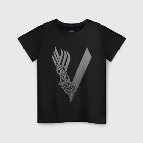 Детская футболка хлопок с принтом vikings в Белгороде, 100% хлопок | круглый вырез горловины, полуприлегающий силуэт, длина до линии бедер | nord | north | vikings | викинги | норвегия | север | скандинавия