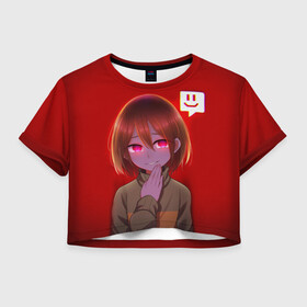 Женская футболка Crop-top 3D с принтом UNDERTALE в Белгороде, 100% полиэстер | круглая горловина, длина футболки до линии талии, рукава с отворотами | chara | frisk | sans | undertale | андертале | андертейл | игра | подземная сказка | санс | ундертале | фриск | чара