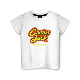 Детская футболка хлопок с принтом Cactus Jack в Белгороде, 100% хлопок | круглый вырез горловины, полуприлегающий силуэт, длина до линии бедер | Тематика изображения на принте: reeses puffs | travis scott | джэк | кактус | трэвис скотт