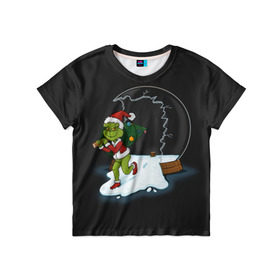 Детская футболка 3D с принтом The Grinch в Белгороде, 100% гипоаллергенный полиэфир | прямой крой, круглый вырез горловины, длина до линии бедер, чуть спущенное плечо, ткань немного тянется | Тематика изображения на принте: 