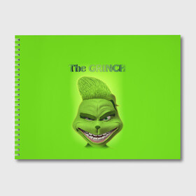 Альбом для рисования с принтом Grinch Face в Белгороде, 100% бумага
 | матовая бумага, плотность 200 мг. | christmas | claus | grinch stole | how the | jingle | merry | santa | гринч | гуманоид | диккенс | ктоград | олени | рождество | снежинки | чарльз