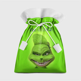 Подарочный 3D мешок с принтом Grinch Face в Белгороде, 100% полиэстер | Размер: 29*39 см | Тематика изображения на принте: christmas | claus | grinch stole | how the | jingle | merry | santa | гринч | гуманоид | диккенс | ктоград | олени | рождество | снежинки | чарльз