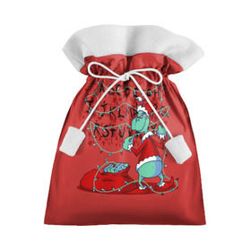 Подарочный 3D мешок с принтом Гринч в Белгороде, 100% полиэстер | Размер: 29*39 см | Тематика изображения на принте: christmas | claus | grinch stole | how the | jingle | merry | santa | гринч | гуманоид | диккенс | ктоград | олени | рождество | снежинки | чарльз