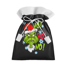 Подарочный 3D мешок с принтом Grinch Face No! No! No! в Белгороде, 100% полиэстер | Размер: 29*39 см | christmas | claus | grinch stole | how the | jingle | merry | santa | гринч | гуманоид | диккенс | ктоград | олени | рождество | снежинки | чарльз
