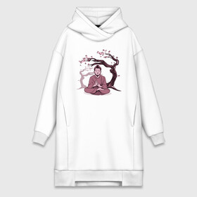 Платье-худи хлопок с принтом Будда Сакура в Белгороде,  |  | Тематика изображения на принте: buddha | medidate | medidation | sakura | yoga | буда | будда | йога | медитация | сакура | япония