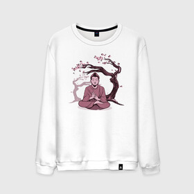 Мужской свитшот хлопок с принтом Будда Сакура в Белгороде, 100% хлопок |  | buddha | medidate | medidation | sakura | yoga | буда | будда | йога | медитация | сакура | япония