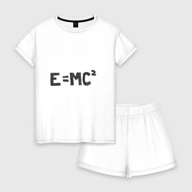 Женская пижама с шортиками хлопок с принтом Теория относительности в Белгороде, 100% хлопок | футболка прямого кроя, шорты свободные с широкой мягкой резинкой | наука | относительность | физика | формулы | эйнштейн