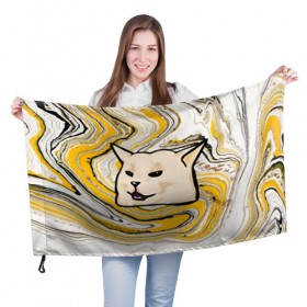 Флаг 3D с принтом woman yelling at cat в Белгороде, 100% полиэстер | плотность ткани — 95 г/м2, размер — 67 х 109 см. Принт наносится с одной стороны | mem | woman yelling at cat | женщина кричит на кота | мем