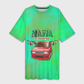 Платье-футболка 3D с принтом Mafia в Белгороде,  |  | 2107 | mafia | бандиты | ваз | мафия | машины | семерка | таз | тазы