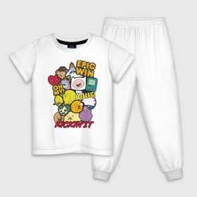 Детская пижама хлопок с принтом Heroes Adventure Time в Белгороде, 100% хлопок |  брюки и футболка прямого кроя, без карманов, на брюках мягкая резинка на поясе и по низу штанин
 | adventure time | bmo | dsgngerzen | finn | ice king | jake | princess bubblegum | vdgerir | время приключений | парнишка | пёс | пес джейк | фин | финн и джейк