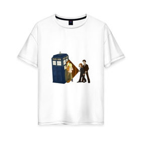 Женская футболка хлопок Oversize с принтом Доктор Кто - The X-Files в Белгороде, 100% хлопок | свободный крой, круглый ворот, спущенный рукав, длина до линии бедер
 | doctor who | the x files | доктор кто | секретные материалы | сериал  doctor who | сериал доктор кто | сериалы | фильмы