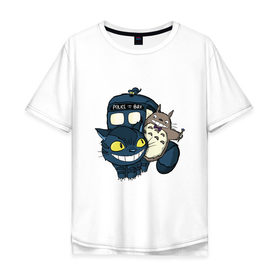 Мужская футболка хлопок Oversize с принтом Tardis Totoro в Белгороде, 100% хлопок | свободный крой, круглый ворот, “спинка” длиннее передней части | doctor who | forest | friend | ghibli | japan | keeper | miyazaki | nature | neigbor | neighbour | tardis | totoro | анимация | аниме | гибли | доктор кто | друг | животные | кот | лес | любовь | милый | мир | миядзаки | мульт | мультфильм | приключения |