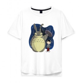 Мужская футболка хлопок Oversize с принтом Donnie Totoro в Белгороде, 100% хлопок | свободный крой, круглый ворот, “спинка” длиннее передней части | donnie darko | forest | friend | ghibli | japan | keeper | miyazaki | nature | neigbor | neighbour | totoro | анимация | аниме | гибли | донни дарко | друг | животные | лес | любовь | милый | мир | миядзаки | мульт | мультфильм | приключения