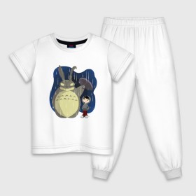 Детская пижама хлопок с принтом Donnie Totoro в Белгороде, 100% хлопок |  брюки и футболка прямого кроя, без карманов, на брюках мягкая резинка на поясе и по низу штанин
 | Тематика изображения на принте: donnie darko | forest | friend | ghibli | japan | keeper | miyazaki | nature | neigbor | neighbour | totoro | анимация | аниме | гибли | донни дарко | друг | животные | лес | любовь | милый | мир | миядзаки | мульт | мультфильм | приключения